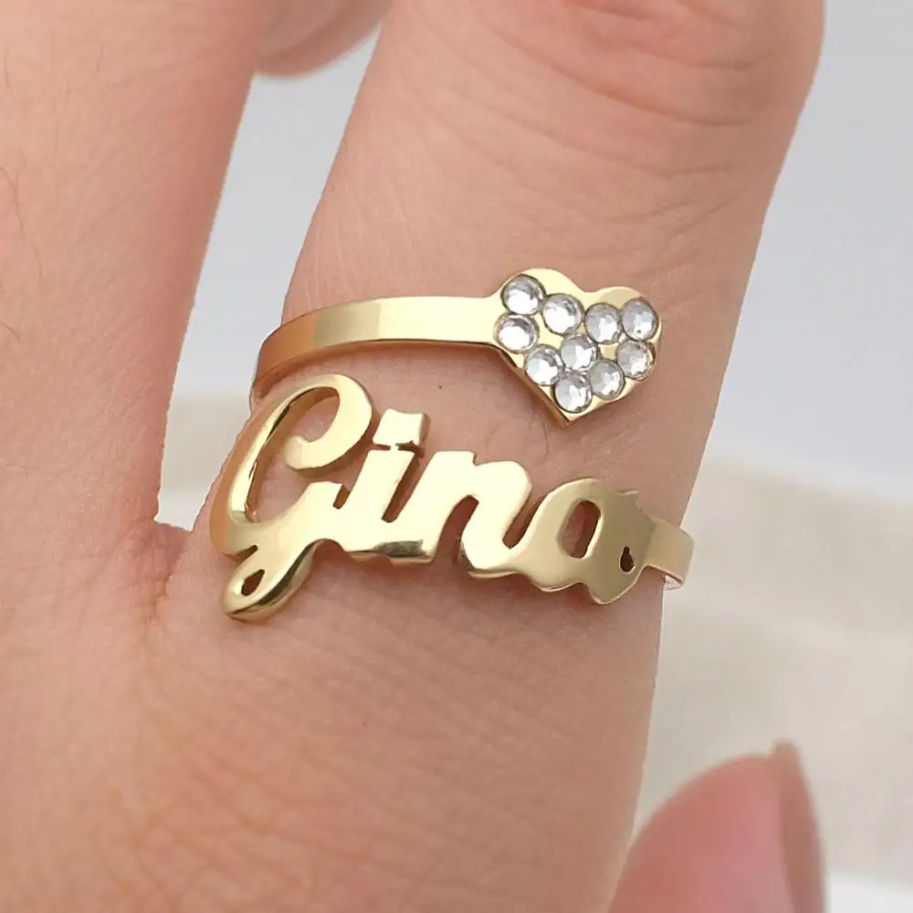 

Custom Name Ring,Adjustable Ring,Double Layer Ring,Personalized Ring,Name Ring with Heart,Christmas Gift