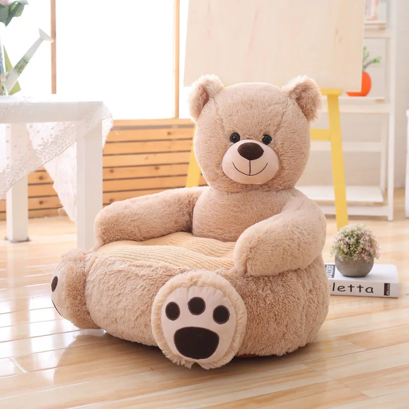 Мультяшный единорог, детские кресла, мягкий диван, мультяшное животное, детское кресло, комфортное, плюшевое, панда, медведь, стулья с наполнением - Цвет: Brown Bear