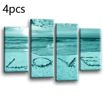 

Le Reve Large Teal Seascape Sunset Canvas Picture Love Wall Art Split 4 Panel High Quality New 2020