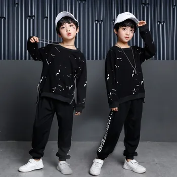 

Girls Boys Hip Hop Clothing Jazz T Shirt Pant Ballroom Dance Costumes Sweatshirt Dancing Competition Costumes Stage Outfits LJ