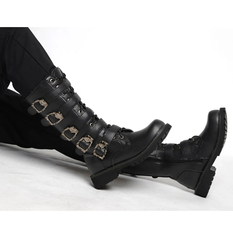 Мужские армейские ботинки до середины икры мотоциклетные ботинки из натуральной кожи на шнуровке Нескользящие износостойкие рабочие ботинки кожаные ботинки