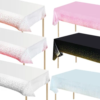 

137x274cm Plastic Rose Gold Dot Tablecloth Rectangle PVC Oilproof Table Cover Disposable Table Cloth for Birthday Wedding Party