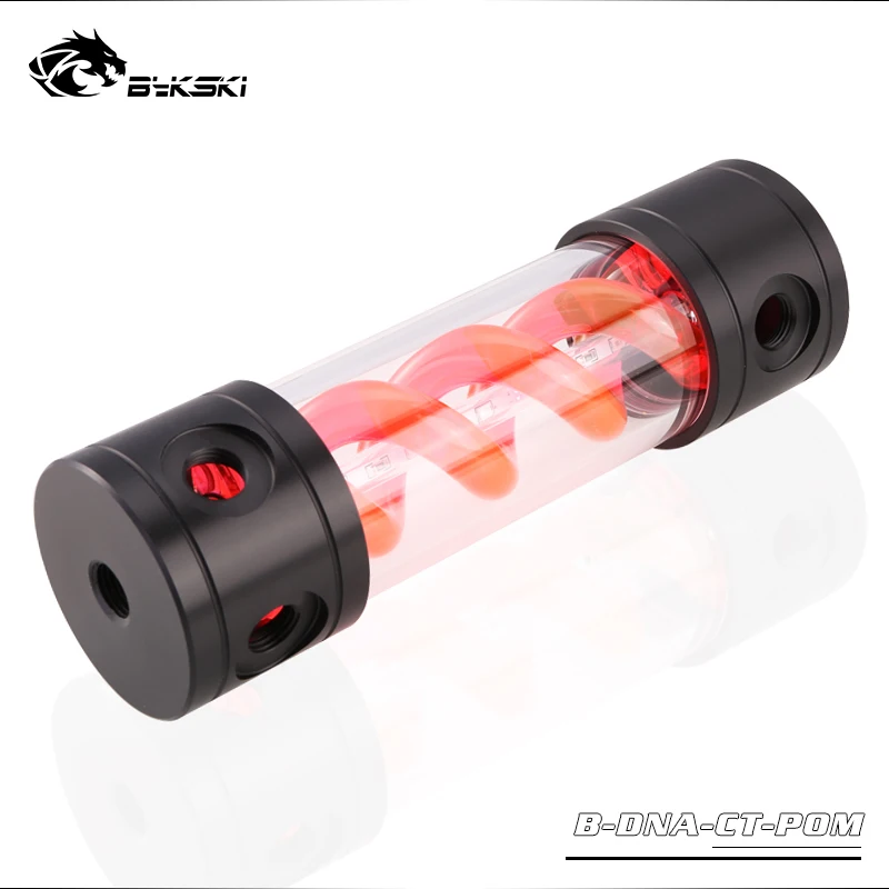 Bykski B-DNA-CT-POM, 50 мм Цилиндрические резервуары с вирусом, 180/260 мм черная крышка с помпоном, резервуары для воды с водяным охлаждением - Цвет лезвия: Red Spiral - 180