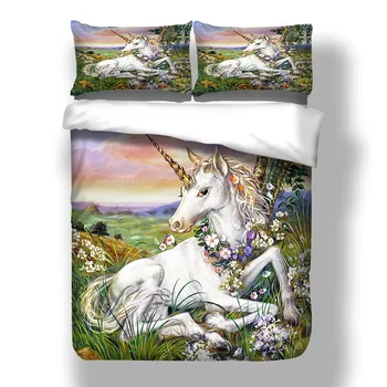 

2020 Bed Sheet Three Pieces Set Grass Unicorn Series Three-piece Grass Unicorn Elephant Boho Quilt Bedding Sets Free Shipping