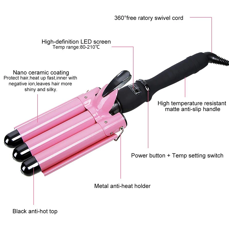 Плойка не включается. 13-25 mm ceramic curling iron deep curl roller wave hair. плойка из турмалина. 3 barrel curling iron. щипцы label.m triple barrel waver 25mm.