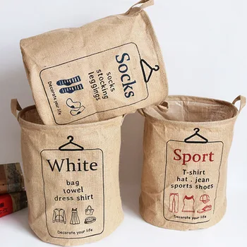 

Behogar Fashion Foldable Waterproof Cotton Linen Laundry Storage Bucket Basket Hamper Organizer Container for Home Bedroom