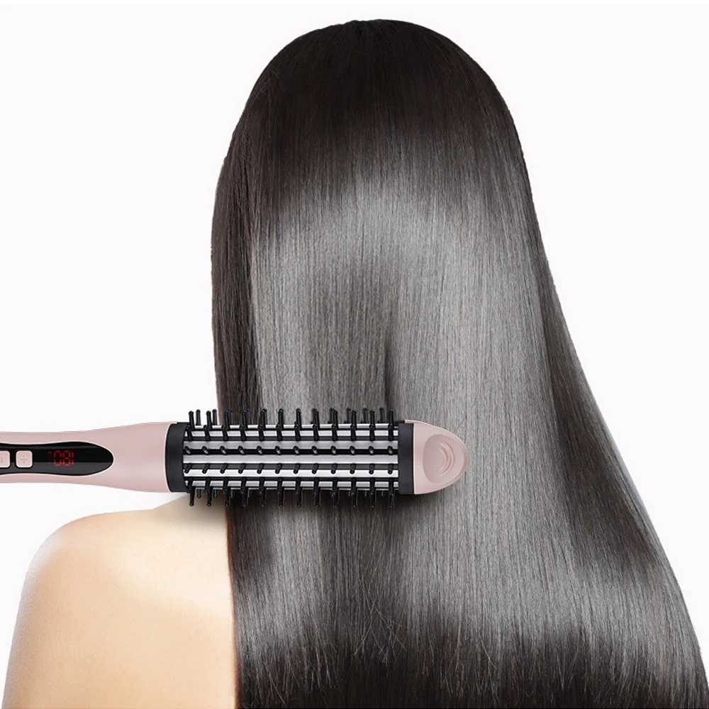 

Hair Dryer Ionic Comb 2 In 1 Hair Straightener Wand Curling Iron Electric Blow Dryer with Comb Ceramic LCD Styler Hair Brush