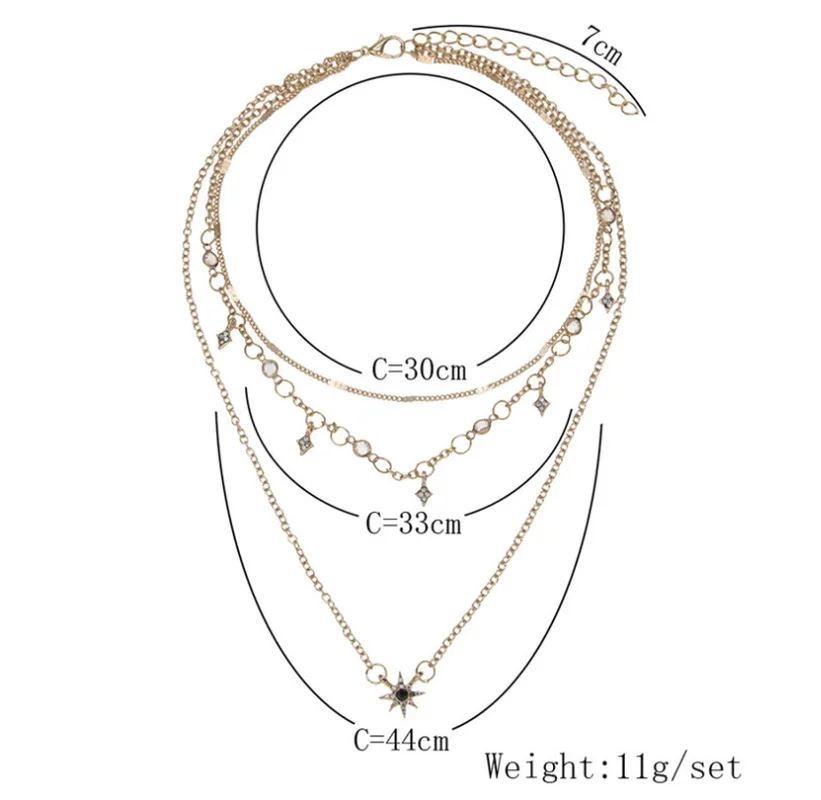 Женское модное многослойное колье с изображением планеты звезд, золотая цепочка с циркониевым кристаллом, Подвеска для женщин, подарки
