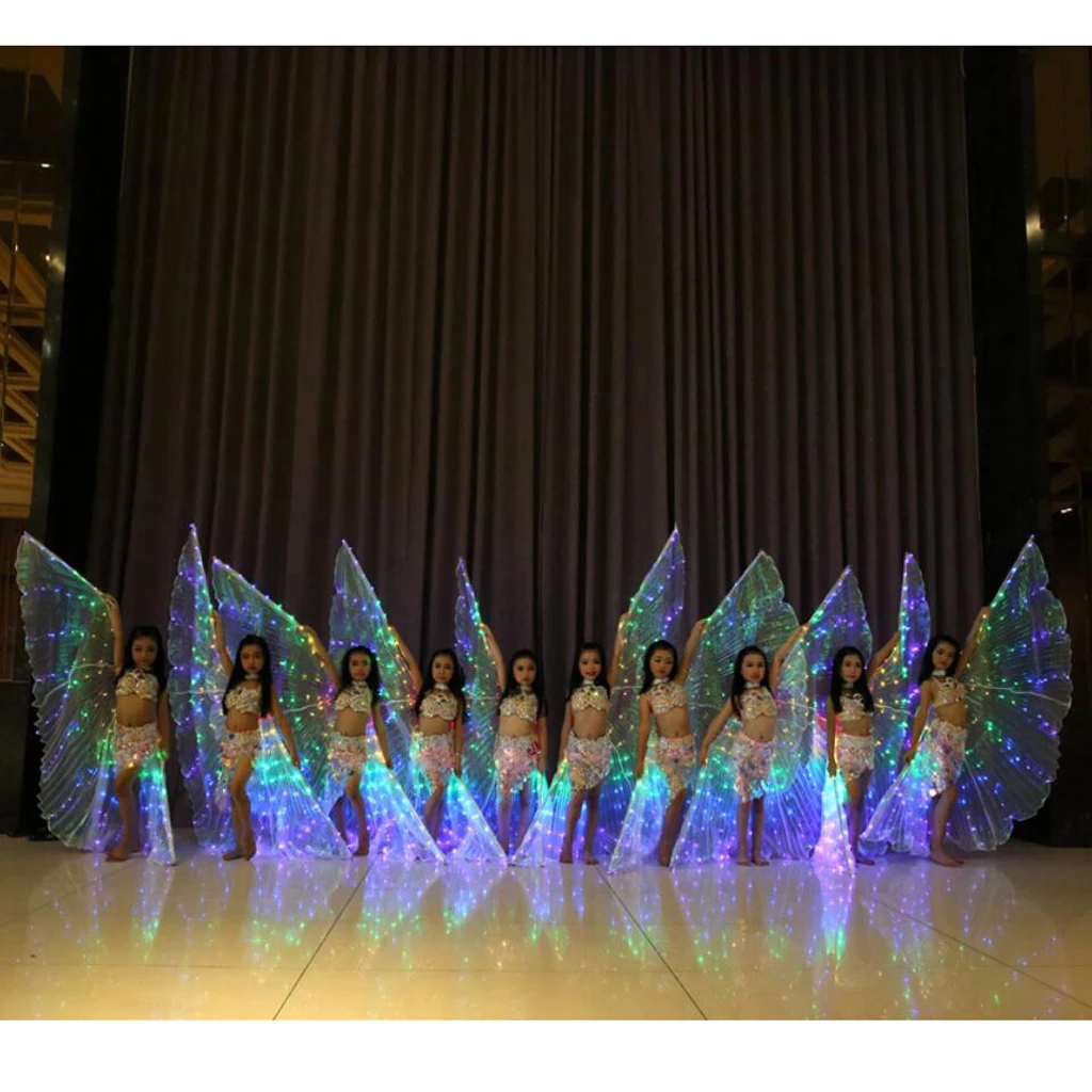 Girls Belly Dance LED Isis Wings Egyptian Indian Club Light up Dancing Wings