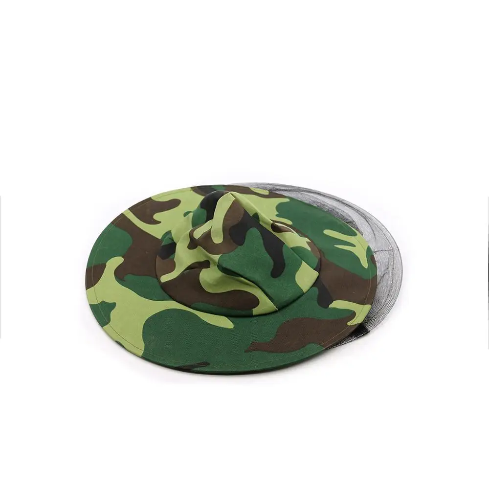 Beekeeping Hat 1pcs Outdoor Camouflage Net Yarn Anti-Mosquito Fishing Sunshade Facial Protective Cap Beekeeper Mask Equipment