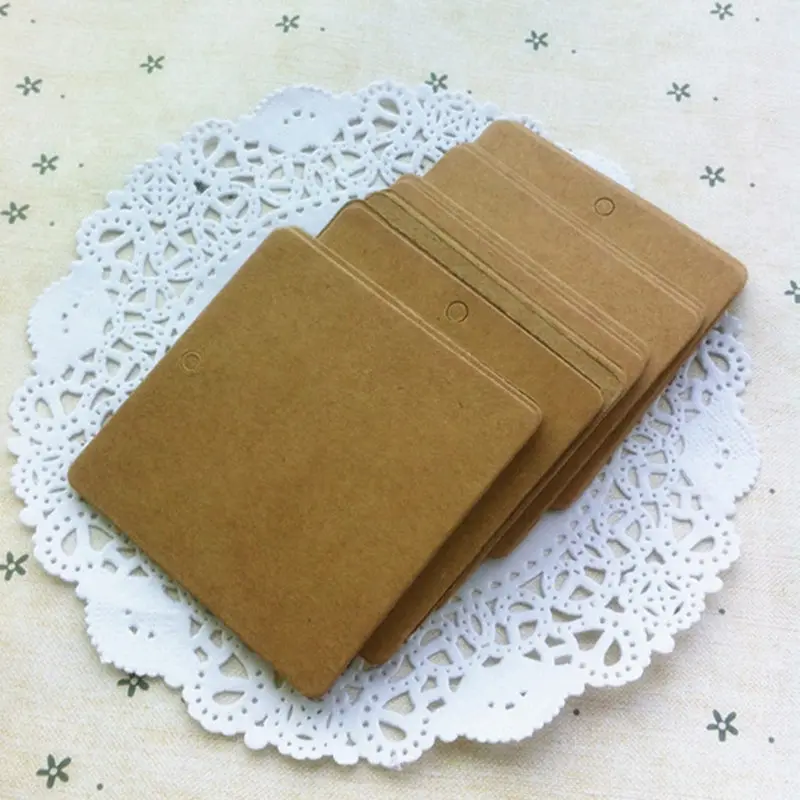 100pcs 6x6cm Square Black White Kraft Paper Tags Garment Shoes Price Tag Product Bags Hang Labels Blank Cards DIY Handmade Craft