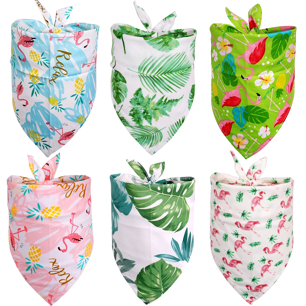 New 50/100pcs Dog Bandana Bulk Small Large Dog Bibs Scarf Cotton Flamingo Pet Puppy Kerchief Summer Dog Accessories Pet Supplies