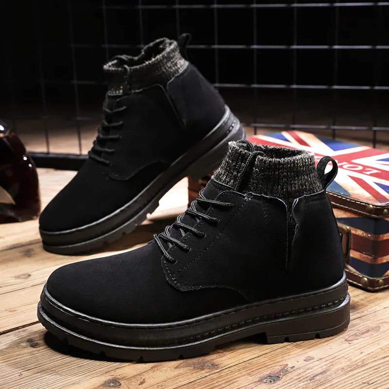 

Martin Boots Men's Hight-top 2019 Winter Cotton-padded Shoes British Style Worker Boot Korean-style Socks Mouth plus Velvet Warm