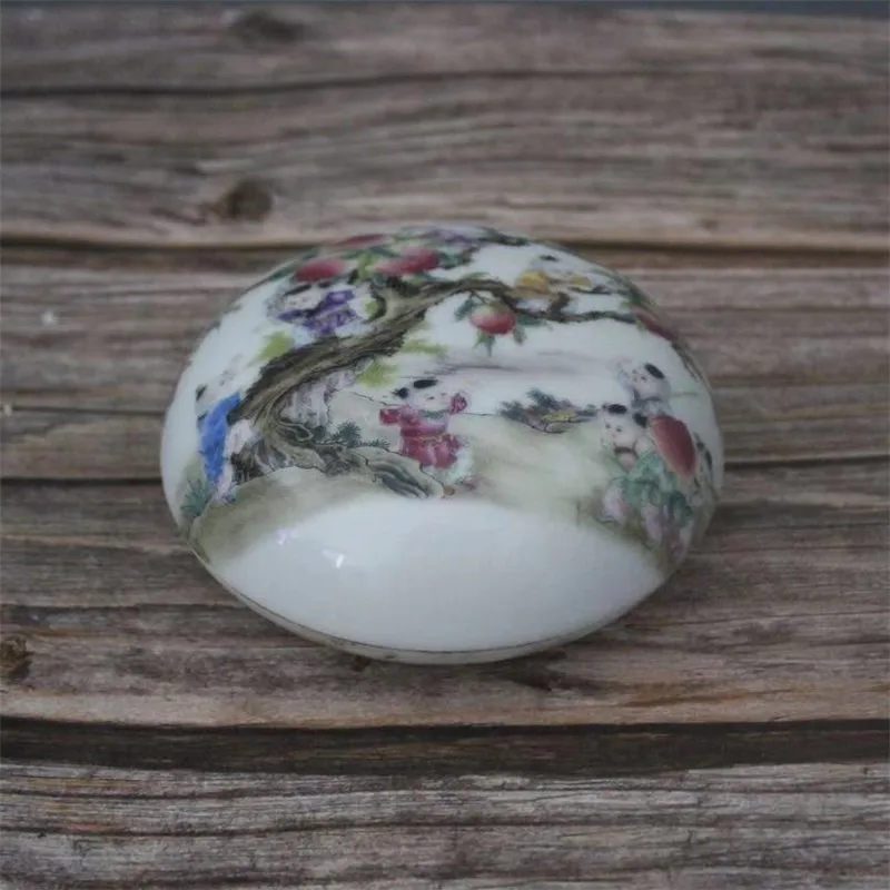 

Jingdezhen Guangxu Пастельная Jiuzi плоская коробка для чернильных подушек