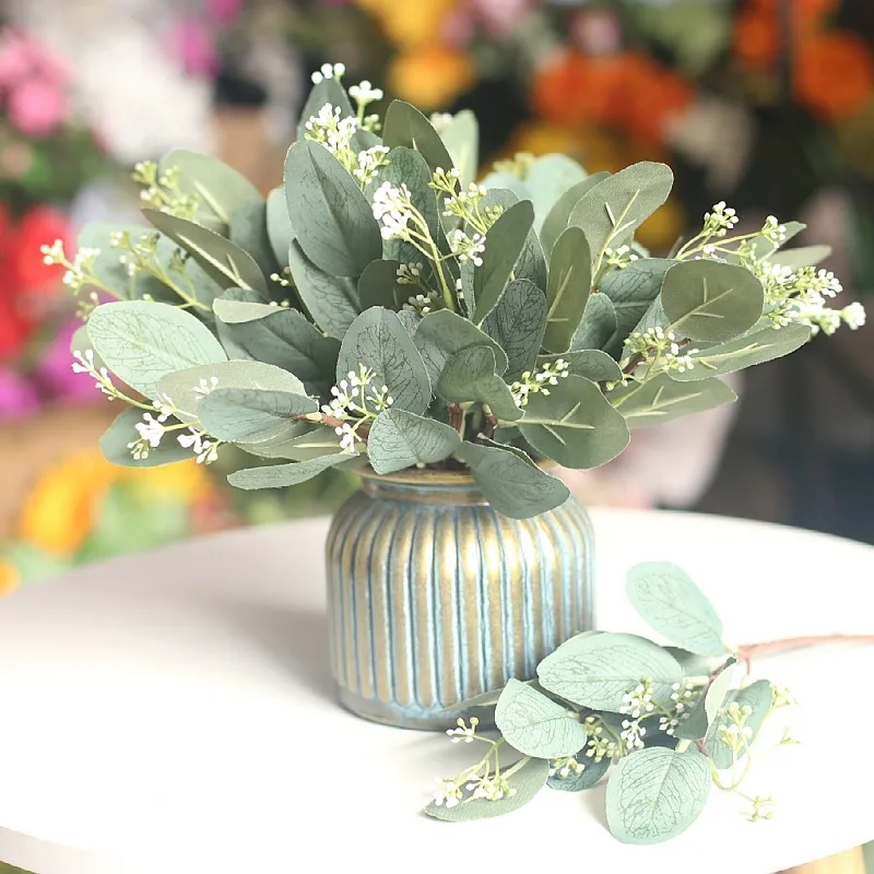 Artificial Eucalyptus Leaves Simulation Stems Eucalipto Branches Plants Diy Floral Bouquets Wedding Holiday Home Greenery Decor