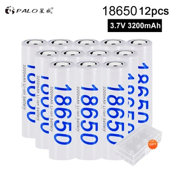 

High Capacity 12Pcs18650 Battery PALO 3200mAh Lithium Battery 18650 3.7V Li-ion Rechargeable Battery For Flashlight Battery