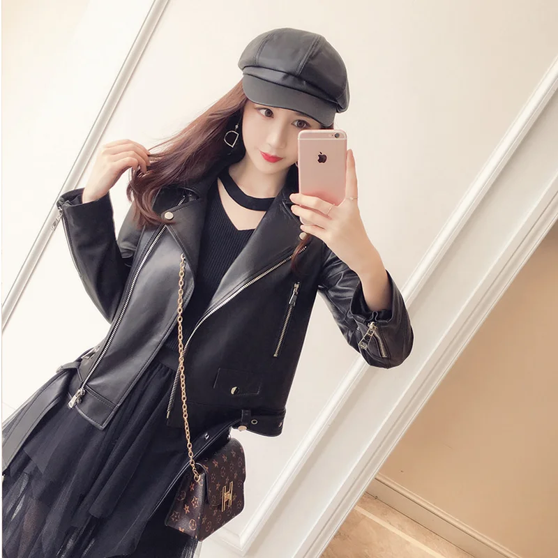 Free Shipping New Genuine Lamb Leather Jacket Women's Real Leather Short Coat Real Sheepskin Coat Wholesale Retail OEM