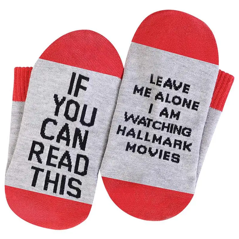 

2019 New Christmas Watching Movies Socks If You Can Read This LEAVE ME ALONE WATCHING HALLMARK MOVIES Unisex Cotton Socks Gifts