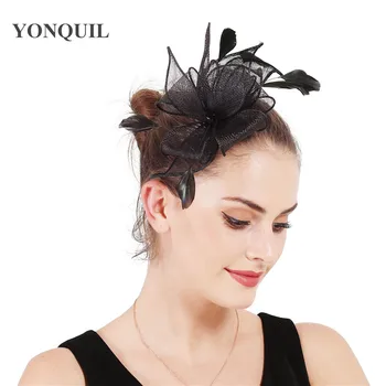 

Sinamay nice ladies women paery hair fascinators accessories with hair clip bride mesh headwear fancy feather hair accessory 6pc