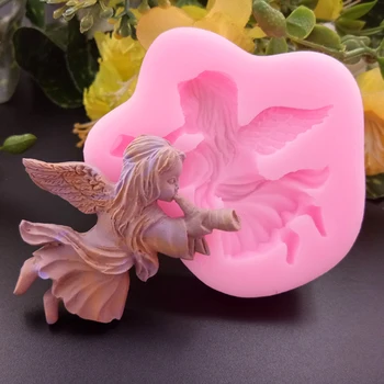 

3D Angel Girl Candy Soap Molds Horn Shape Fondant Chocolate Silicone Mold Pastry Biscuits Mold Cake Decoration Baking Tools F148