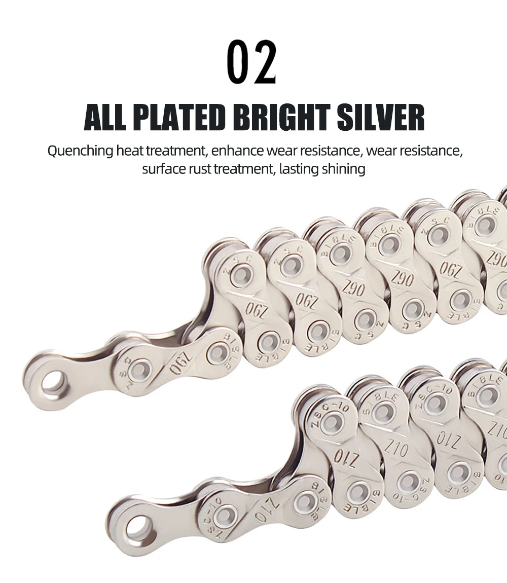 Bike Chain 6 7 8 9 10 11 12 Speed Velocidade Electroplated Silver Bicycle Chain Mountain Road Bike MTB Chains Part 116 Links