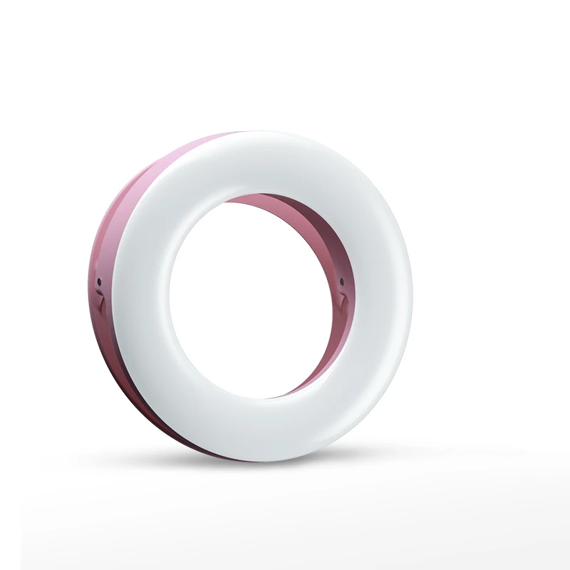 Светодиодный кольцевой светильник для селфи с регулируемой яркостью для фотосъемки, Универсальный мини-видео светильник для телефона Youtube, смартфона iPhone, samsung, huawei, Xiaomi - Цвет: Pink