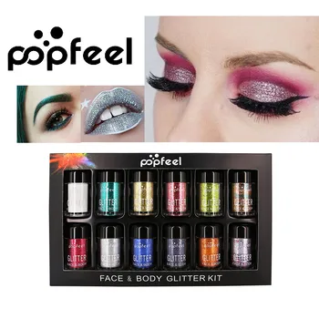 

Popfeel 12Pcs Shimmer Glitter Eye Shadow Powder Palette Matte Eyeshadow Cosmetic Makeup Color Eye Shadow Color Eyeshadow Set