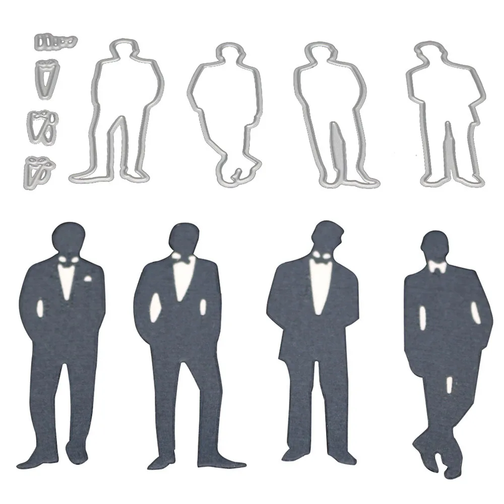 

NICEYARD 4pcs Suit Man Cut Die Mold DIY Embossing Die Cuts Metal Cutting Dies Punch Stencils Dies Scrapbooking Paper Card Craft