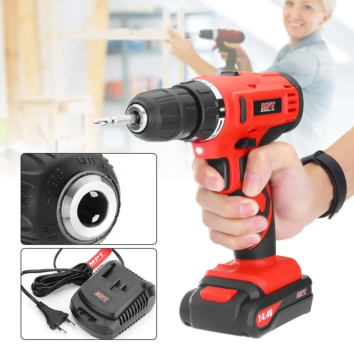 

14.4V Mini Electric Drill Screwdriver Mini Wireless Power Driver DIY Home Power Tools Cordless Drill