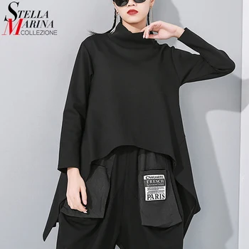 

New Women Solid Black 2020 Autumn Winter Hipster Pullover Sweatshirt Turtleneck Ladies Casual Streetwear Sweatshirt Style ZY049