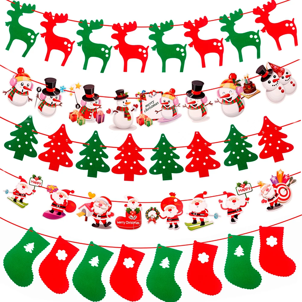 QIFU Christmas Banner Garland Merry Christmas Decoration for Home Navidad Noel 2023 Christmas Ornaments Xmas Decor New Year 2024