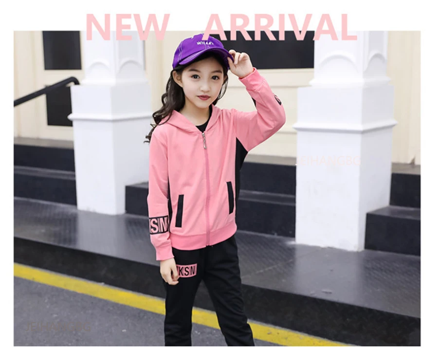 Sports Suit for Girls 3PCS/Set Children Clothes Cotton Hoodie + T-shirts + Pants Kids Tracksuit for Girls 5 6 7 8 9 10 12 Years Sports Suit for Girls 3PCS/Set Children Clothes Cotton Hoodie + T-shirts + Pants Kids Tracksuit for Girls 5 6 7 8 9 10 12 Years