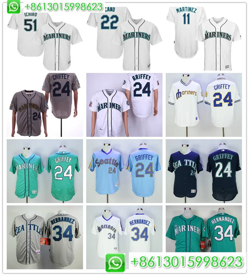 Мужская майка Seattle Ken Griffey Jr. Ichiro Suzuki Felix Hernandez James Paxton Edgar Martinez