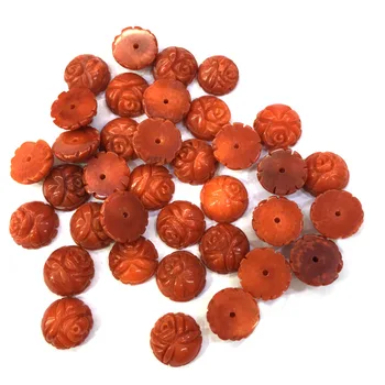 

5Pcs Natural Red Coral Flower Shape Cabochon Half Hole Beads for Making Jewelry DIY Stud Earring Accessories Loose Beads 9x9mm