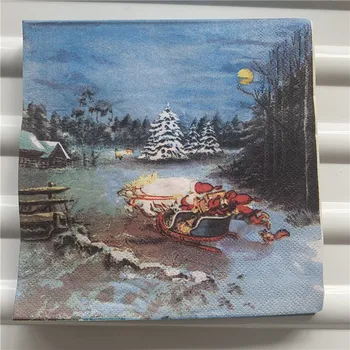

Christmas paper napkins tissue serviettes decoupage decor wedding party festival Santa Claus bear sock snowman bear deer tissue