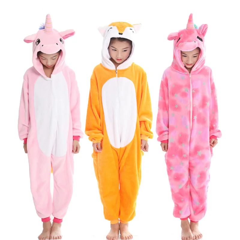 

Kigurumi Kids Pajamas Boys Girls Blanket Hooded Animal Pegasus Fox Tiger Cosplay Onesie Winter Soft Sleepwear Children Pyjamas