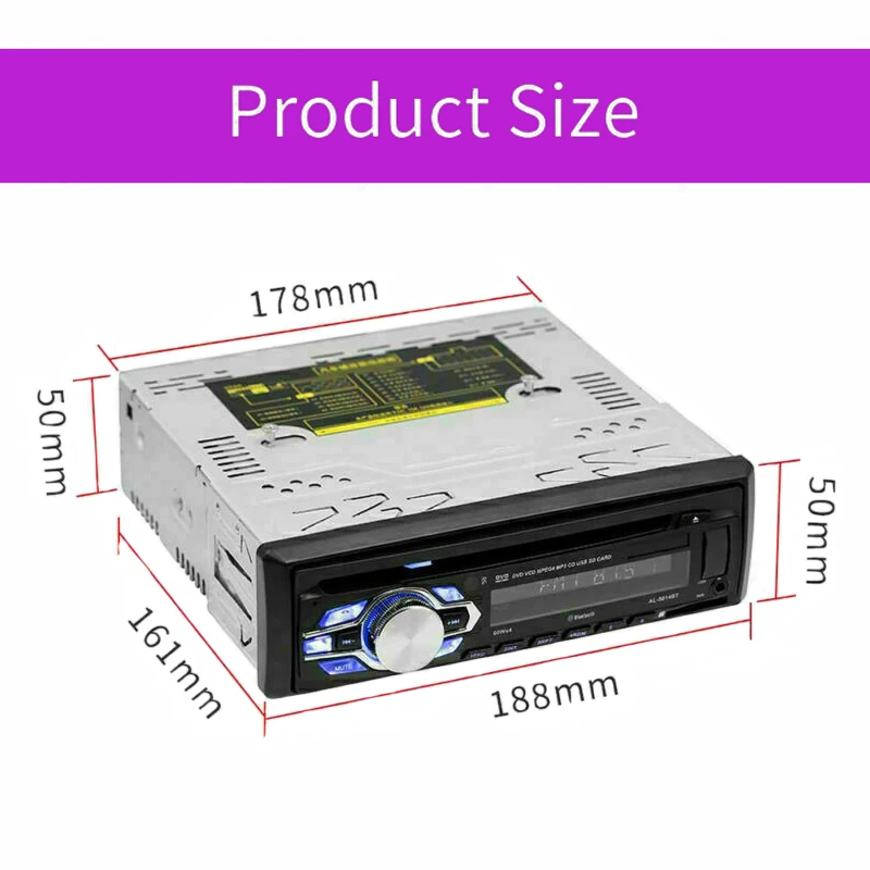 магнитола 5014BT 12V Универсальный Авторадио DVD плеер 1 DIN автомобильное радио