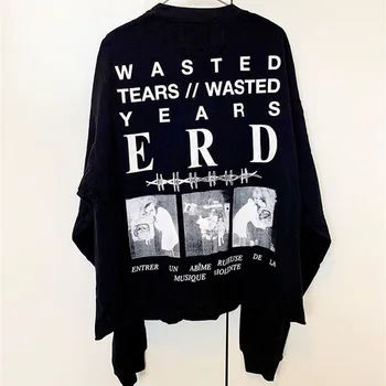 

Washed ERD Vintage T Shirt Men Women 1:1 Cotton Thorns Letters Portrait Printing E.R.D Long sleeve T-Shirt Loose Top