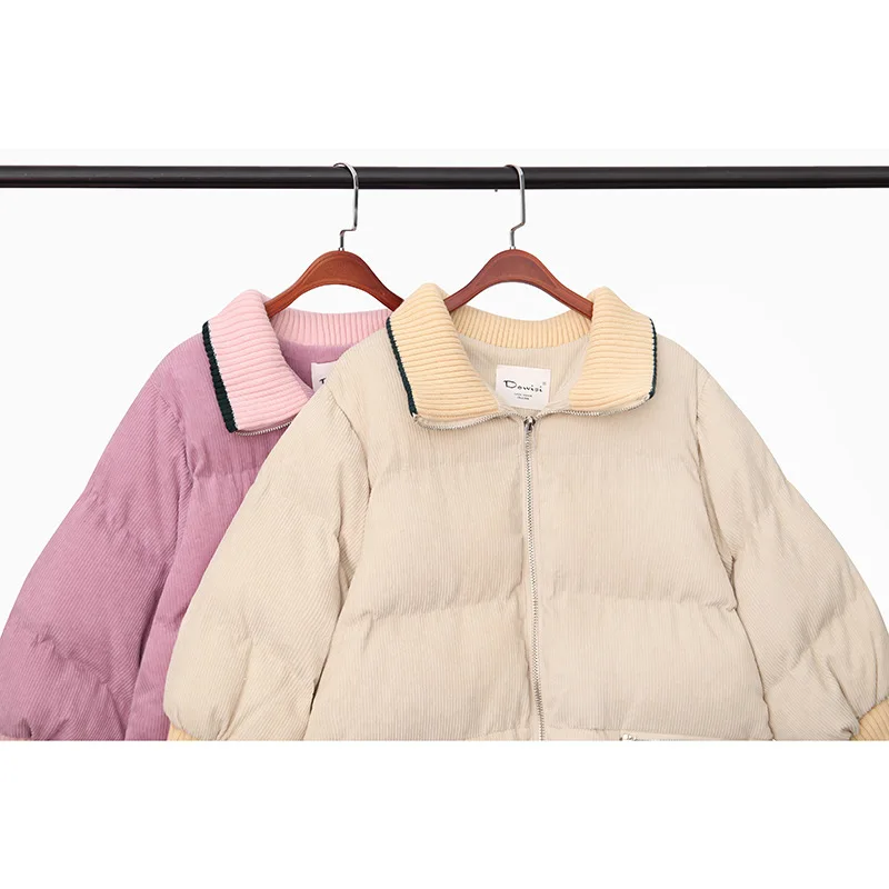 

Y11343 Thick Cotton-Padded Jacket Fashion Corduroy Cotton-padded Clothes Korean-style Versatile Cotton Coat