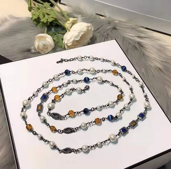 

Original fit pearl Sweater chain high quality classic fashion jewelry necklace Roman style is 90 cm