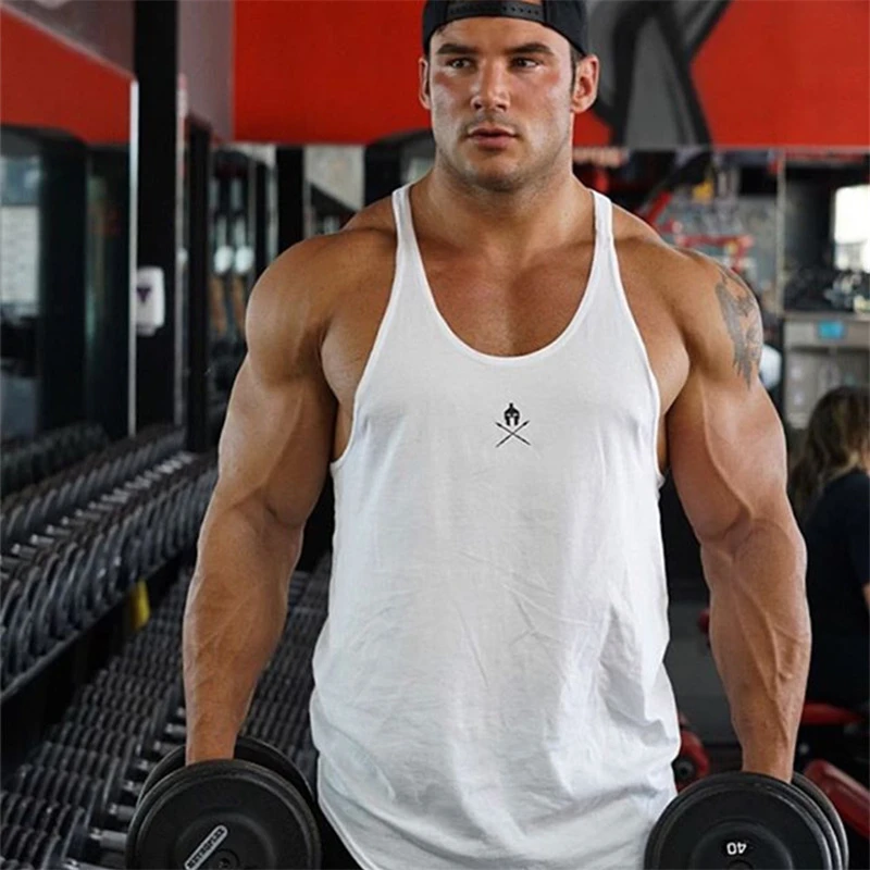 

YEMEKE Men Bodybuilding Stringer Tank Tops Sportwear Tanktops Fitness Men Gyms Clothing Sleeveless shirt with Vest