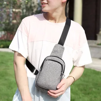

Fashion Men Oxford Cloth Chest Bag Sports Outdoor Leisure Multi-function Bag Travel Outdoor Solid Color Chest Bag#T2
