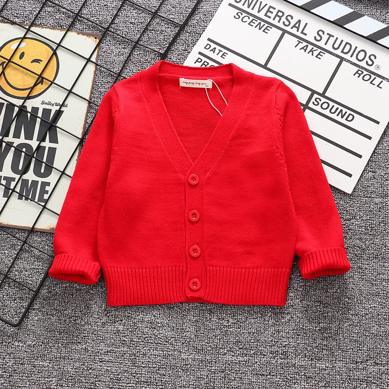 

New Kids Autumn Winter Sweater Baby Boys Girls Cardigan Tops Children V-Neck Long Sleeve Christmas Causal Clothes