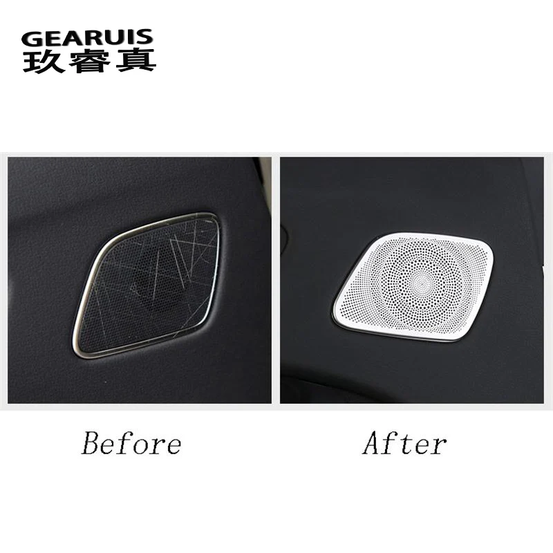 Car styling Audio Speaker Rear Door Loudspeaker Trim Covers Stickers For Audi A4 B8 stainless steel Interior auto Accessories