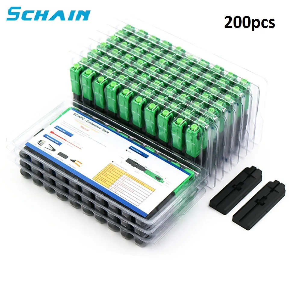 200 шт. SC APC Быстрый разъем быстрый синяя фибра FTTH одномодовый для сборки sc