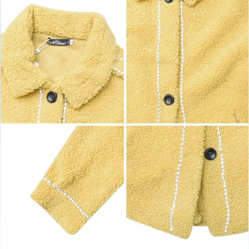 Noble Sheepskin Wool Fur Blends Coats for Women Winter Fashion Wool Fur Coat Female Warm Outwear Sheep Shearing lady Fur Jacket