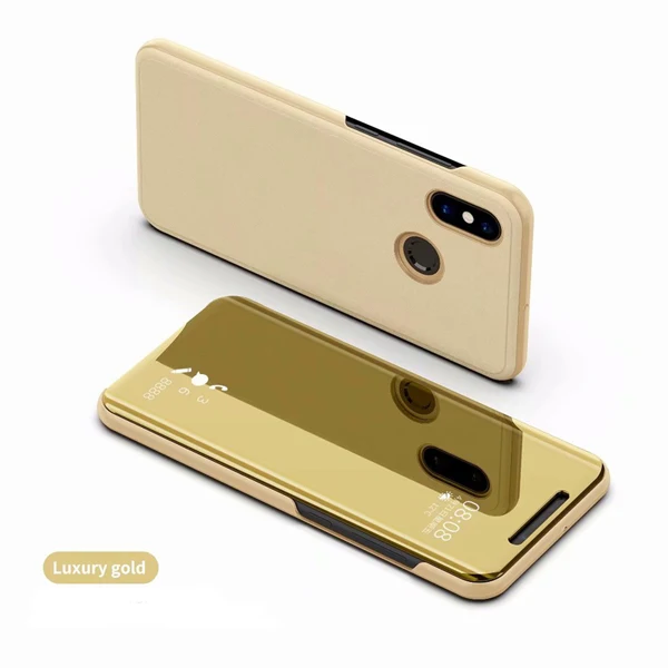 Умный зеркальный флип-чехол для Xiaomi Redmi 8 8A 7 7A 6A 6 5A 5 go 4X K20 Pro Note 8 7 5 6 iPad Pro 3 4 4X F1 с кронштейном чехол Coque - Цвет: Luxury Gold