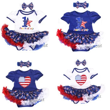 

July 4th Newborn Romper Clothes Baby Costumes Cloth Infant Toddler Girls Short-Sleeve Outfits America Patriotic Baby Clothes
