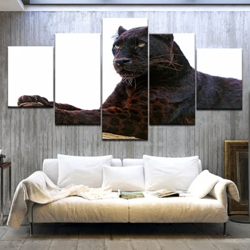 

Modern Home Decor Print On Canvas Wall Modular Picture 5 Panel Animal Black PantherPainting Frame Art Poster For Living Room