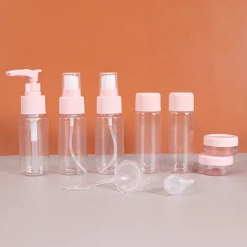 

1 Set/10pcs Portable Cosmetic Travel Containers Toiletries Liquid Containers Clear Bottle Set (Pink)